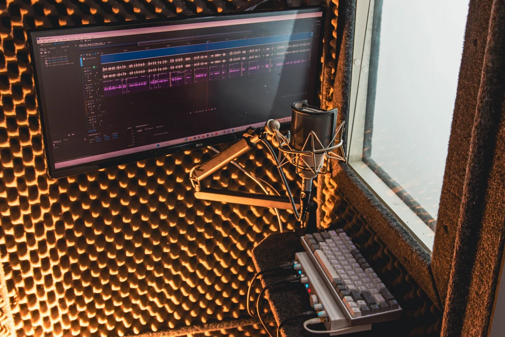 Amanda de Andrade's Voiceover Vocal Booth with Condenser Microphone Neumann TLM 103, Adobe Audition and Arturia's Minifuse4